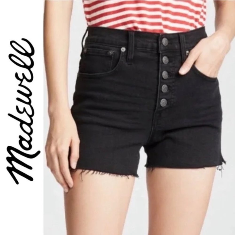 Madewell High Rise Denim Boyshorts in Faded Black: Button-Through Edition 27